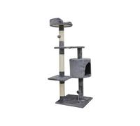 JASPER Arbre a chat 40 40 114 cm 3 plateformes 1 niche poteau a griffer Gris Gris G
