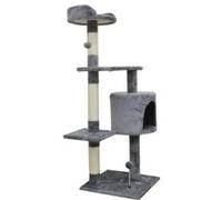 JASPER Arbre a chat 40 40 114 cm 3 plateformes 1 niche poteau a griffer Gris Gris G