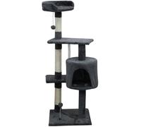 JASPER Arbre à chat gris 40 x 40 x 114 cm -3 plateformes, 1 niche, poteaux à griffer