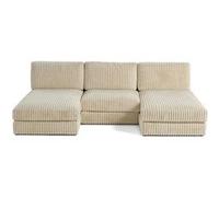 Jasper - canapé panoramique modulable - en velours côtelé grosses côtes - Beige Beige G