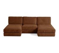 Jasper - canapé panoramique modulable - en fausse fourrure côtelée - Rouille Rouille