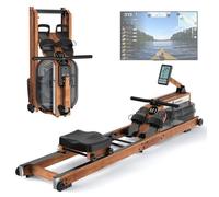 JASPORT M1 Rameur à eau pliable en bois, résistance naturelle, Bluetooth Kinomap, écran LCD, rameur d’appartement, charge max 150 kg