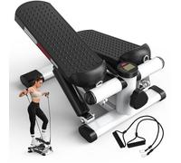 JASPORT ST1 Mini Stepper Blanc avec Cordes de Résistance, Écran LCD, Pédales Antidérapantes, Appareil Cardio Maison, Capacité 100 kg