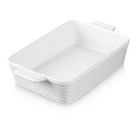 Jassceram Grande cocotte en céramique rectangulaire profonde avec poignées - Passe au four - Pour brownie, banquet, macaroni et fromage - 38,6 cm