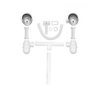 JASSFERRY Double 1,5 2 cuves en acier inoxydable pour évier de cuisine - Passoire blanche - Accessoires avec trop-plein carré
