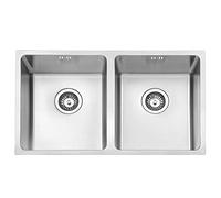 JASSFERRY Evier Cuisine 2 Bac 750 x 440mm, Acier Inoxydable 304 avec Trop-plein, Sous Plan