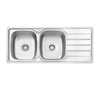 JASSFERRY Évier de cuisine Cuve double, Acier Inoxydable, Égouttoir réversible, avec crépine