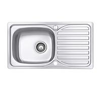 JASSFERRY Évier de cuisine Cuve simple, Acier Inoxydable, Égouttoir réversible, avec crépine