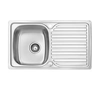 JASSFERRY Évier de cuisine Cuve simple, Acier Inoxydable, Égouttoir réversible, avec crépine