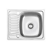 JASSFERRY Évier de cuisine encastrable en acier inoxydable 1 cuve avec égouttoir réversible 580 x 480 mm