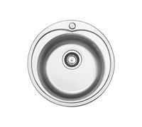 JASSFERRY Évier de cuisine ronde, Acier inoxydable 490 x 490 mm