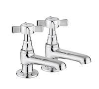 JASSFERRY Lot de 2 robinets de lavabo pour eau chaude et froide avec poignée croisée 1,27 cm