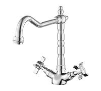 JASSFERRY Mitigeur d'évier de cuisine monobloc style vintage avec bec pivotant, flexible et traditionnel français, chromé poli