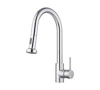 JASSFERRY Mitigeur monobloc extractible pour évier de cuisine avec bec pivotant flexible Chromé