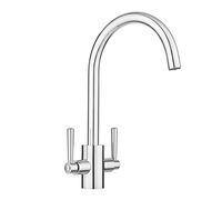 JASSFERRY Robinet mélangeur moderne pour évier de cuisine avec col de cygne et bec rond pivotant Chrome poli