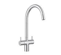 JASSFERRY Robinet mitigeur de cuisine chromé à deux poignées à levier monobloc robinet d'évier en céramique cartouche bec pivotant chromé