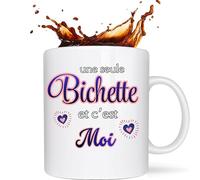Jassimino cadeau Bichette - Mug Bichette, Bichette Originale,cadeaux pour Femmes - tasse a cafe original -mug personnalisé tutrice- tasse rigolote -idee cadeau Femme, une seule bichette et c'est moi