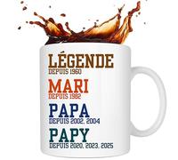 Jassimino Tasse Personnalisée pour Papi, Mug cadeau papi, Cadeau Unique pour Grand-Père, cadeau legende papa papi