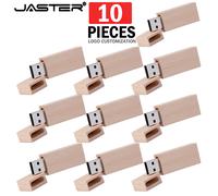JASTER 10PCS/LOT Clés USB 2.0 en bois personnalisables avec logo, 128 Go 64 Go, avec boîte, clé USB créative pour mariage Walnut wood NO box