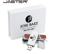 JASTER - clé USB 2.0 en cuir blanc, 16 go 32 go 64 go 128 go, Logo gratuit, avec clé USB noire, cadeau créatif, disque U G - No box