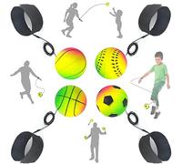 Jastown 4 Pièces balles rebondissantes avec Corde élastique et Bracelet, Jouet Multicolore en Caoutchouc pour Enfants, Entraînement Coordination Main-œil