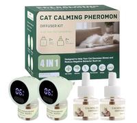 Jasullminral Smart 4 en 1 Kit diffuseur apaisant de phéromones pour chat avec minuterie à quatre temps, 60 jours efficacement anti-anxiété, soulagement du stress, phéromones de chat (2 diffuseurs + 2