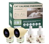 Jasullminral Smart 4 en 1 Kit diffuseur apaisant de phéromones pour chat avec minuterie à quatre temps, 60 jours efficacement anti-anxiété, soulagement du stress, phéromones de chat (2 diffuseurs + 2