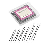 JASVERLIN Épingles à cheveux en forme de U noires de taille variée, petite longue U Bobby Pin pour chignon bunheads mariage coiffures updo accessoires femmes fille 150 pcs