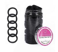 JASVERLIN Lot de 100 élastiques à cheveux épais en coton sans couture pour femme et fille Noir 3,8 cm