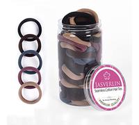 JASVERLIN Lot de 100 élastiques à cheveux sans dommages, en coton, doux et sans couture, pour femme et fille, 4 cm (noir neutre)