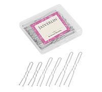 JASVERLIN Lot de 150 épingles à cheveux argentées en forme de U pour chignon pour femmes et filles, accessoires blancs, grands, longs, mini 3 tailles