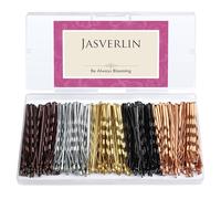 JASVERLIN Lot de 250 épingles à cheveux de 5,1 cm, noir, marron, blond, argent, pour chignons, décorations en vrac, incurvées et sécurisées, accessoires de coiffure pour femmes et filles (5 cm)