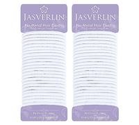JASVERLIN Lot de 48 élastiques à cheveux épais de 6 mm pour queue de cheval pour femmes, filles, hommes - Élastiques épais et bouclés en nylon extensible et durable pour queue de cheval (blanc)
