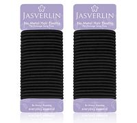 JASVERLIN Lot de 48 élastiques à cheveux noirs sans dommages et sans accrocs pour queue de cheval pour femmes et filles - Cheveux moyens à épais bouclés et raides - 6 mm - Noir