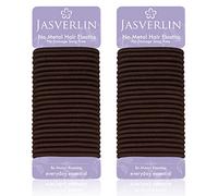 JASVERLIN Lot de 48 grands élastiques à cheveux, n'abîment pas la queue de cheval, antidérapant, accessoire de cheveux parfait pour femmes et filles, cheveux moyens à épais 6 mm (marron moyen)
