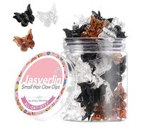 JASVERLIN Lot de 50 mini pinces à cheveux en forme de papillon noir marron transparent pour femmes et filles, petits papillons ou cheveux courts fins en vrac (classique)