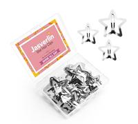 JASVERLIN Lot de 50 pinces à cheveux en forme d'étoile argentée, 30 pièces de 3,1 cm et 20 barrettes à cheveux en métal de 4,1 cm, mignonnes barrettes à cheveux kawaii Y2K années 2000, festival, rave,