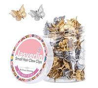 JASVERLIN Y2K Lot de 50 mini pinces à cheveux en forme de papillon - Antidérapantes - Argentées et dorées - Accessoires cheveux mignons pour femmes, filles, tout-petits et enfants (argenté et doré)