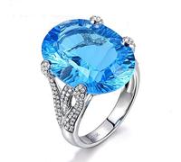 Jasxeyo Bague d'éternité de style solitaire en zircon bleu, bagues de promesse pour elle, bagues saphir pour femme, bagues tendance, bague de fiançailles, anniversaire de mariage, bague en diamant ou