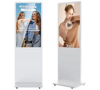 JASZDOT 43" Écran Publicitaire Lumineux LCD Blanc Non Tactile, Écran Publicitaire Ultra-Mince Haute Définition, Lecteur de Carrousel d'images Vidéo avec Entrée WiFi HDMI/USB Lecteur Automatique