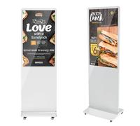 JASZDOT 43" Écran Publicitaire Lumineux LCD Blanc Non Tactile, Écran Publicitaire Ultra-Mince Haute Définition, Lecteur de Carrousel d'images Vidéo avec Entrée WiFi HDMI/USB Lecteur Automatique