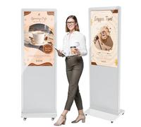 JASZDOT 43" Écran Publicitaire Lumineux LCD Blanc Tactile, Écran Publicitaire Ultra-Mince Haute Définition, Lecteur de Carrousel d'images Vidéo avec Entrée WiFi HDMI/USB Lecteur Automatique