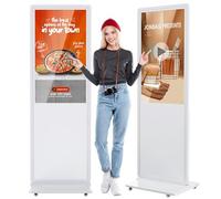JASZDOT 43" Écran Publicitaire Lumineux LCD Blanc Tactile, Écran Publicitaire Ultra-Mince Haute Définition, Lecteur de Carrousel d'images Vidéo avec Entrée WiFi HDMI/USB Lecteur Automatique
