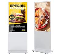 JASZDOT 55" Écran Publicitaire Lumineux LCD Blanc Non Tactile, Écran Publicitaire Ultra-Mince Haute Définition, Lecteur de Carrousel d'images Vidéo avec Entrée WiFi HDMI/USB Lecteur Automatique