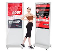JASZDOT 55" Écran Publicitaire Lumineux LCD Blanc Tactile, Écran Publicitaire Ultra-Mince Haute Définition, Lecteur de Carrousel d'images Vidéo avec Entrée WiFi HDMI/USB Lecteur Automatique