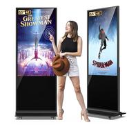 JASZDOT 55" Écran Publicitaire Lumineux LCD Tactile, Écran Publicitaire Ultra-Mince Haute Définition, Lecteur de Carrousel d'images Vidéo avec Entrée WiFi HDMI/USB Lecteur Automatique