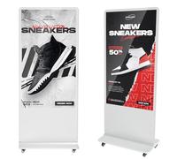 JASZDOT 65" Écran Publicitaire Lumineux LCD Blanc Non Tactile, Écran Publicitaire Ultra-Mince Haute Définition, Lecteur de Carrousel d'images Vidéo avec Entrée WiFi HDMI/USB Lecteur Automatique
