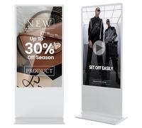 JASZDOT 65" Écran Publicitaire Lumineux LCD Blanc Non Tactile, Écran Publicitaire Ultra-Mince Haute Définition, Lecteur de Carrousel d'images Vidéo avec Entrée WiFi HDMI/USB Lecteur Automatique