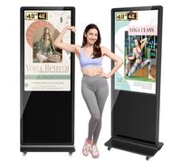 JASZDOT Butoir de client numérique 49 pouces Écran tactile Affichage publicitaire numérique LCD Lecteur d'affichage numérique Android OS IPS HD Support de trottoir pour magasin et vitrine Noir