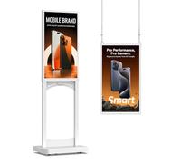 JASZDOT Écran publicitaire LCD 32 ", blanc 2K 1000 nits, à poser au sol et au mur avec système d'exploitation Android, 2 Go de RAM, 32 Go de mémoire